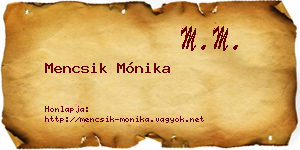 Mencsik Mónika névjegykártya